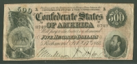 T64 (489) 1864 $500 Confederate States of America